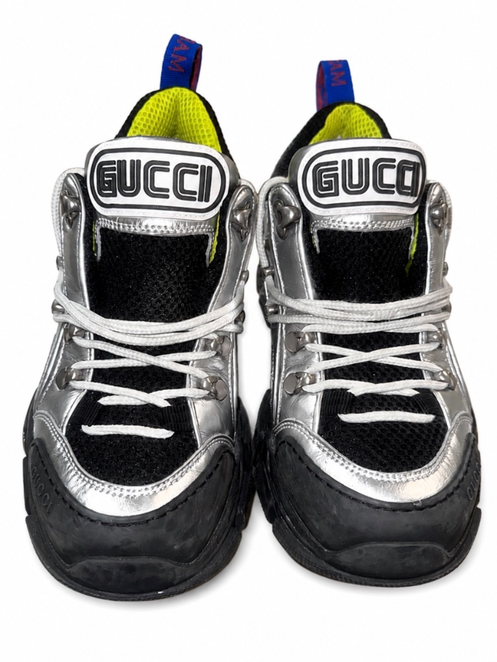 Gucci Flashtrek Metallic Silver Chunky Sneakers